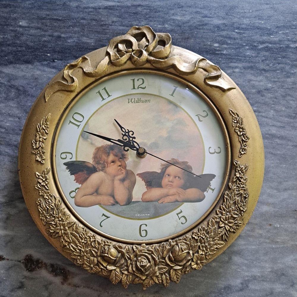 Vintage Waltham 1995 Cherub Ornate Celestial Wall Clock, Regency ~ Works Great!
